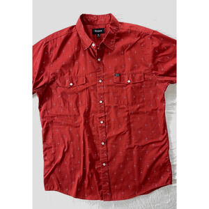 Brixton Short Sleeve Western Style Pearl Snap Shirt. Red Geometric, Men's XL EUC